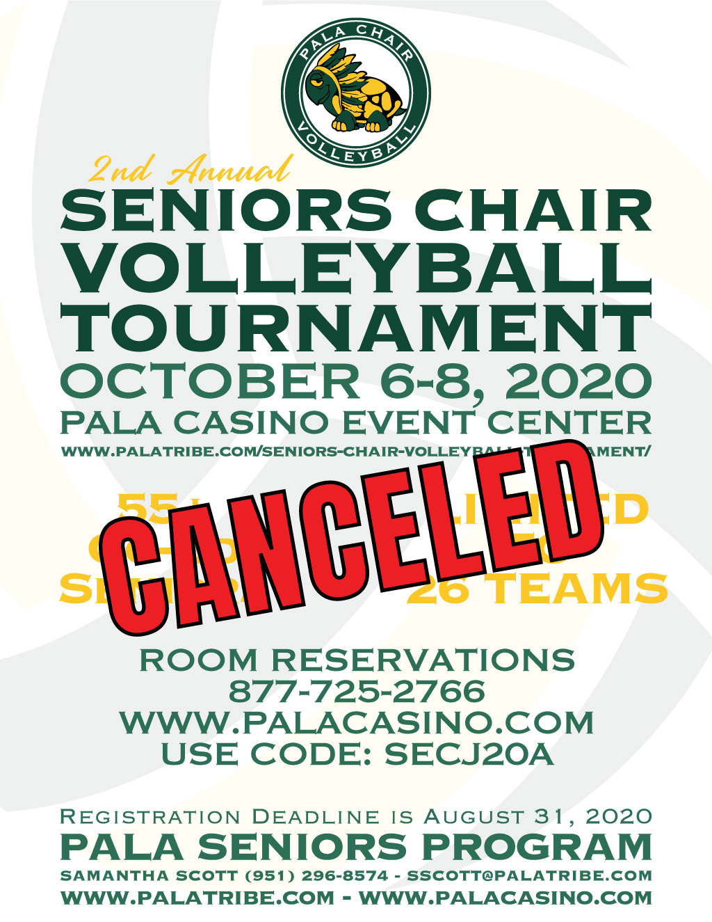 Pala Band of Mission Indians Seniors Chair Volleyball Tournament 2020 Pala Seniors Program