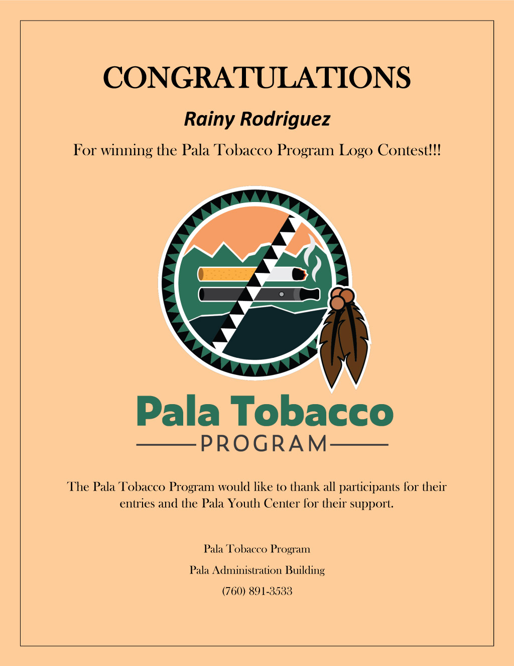 Pala Band of Mission Indians PBMI Pala Tobacco Program Logo