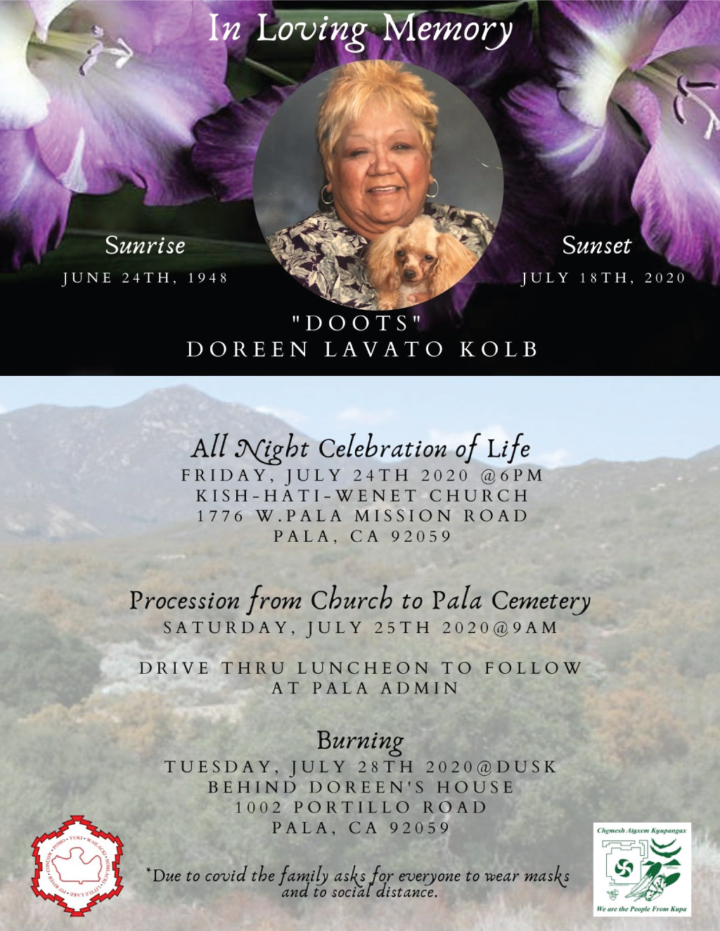 Pala Band of Mission Indians In Memoriam Doreen Doots Lavato Kolb