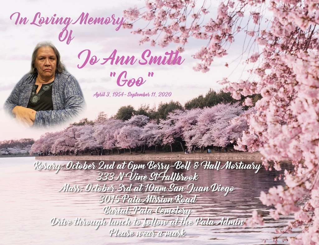 Pala Band of Mission Indians In Memoriam Jo Ann Goo Smith