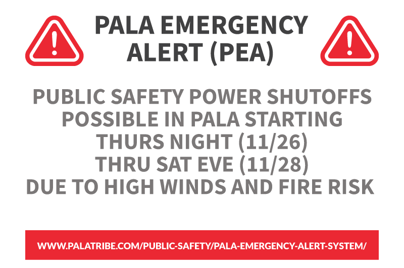 Pala Band of Mission Indians Pala PED Pala Environmental Emergency Alert System November 2020