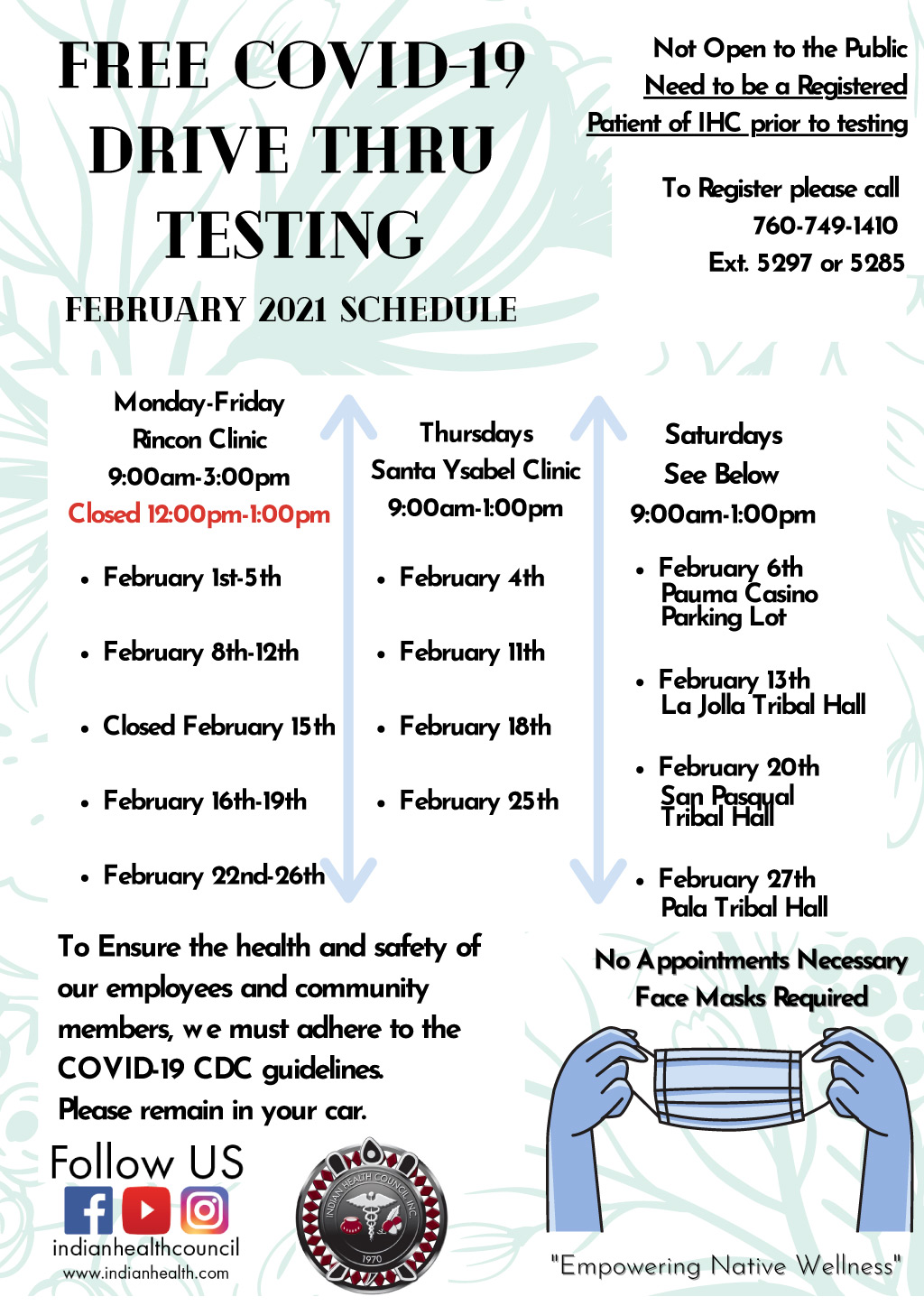 Pala Band of Mission Indians PBMI Indian Health Council COVID-19 Testing