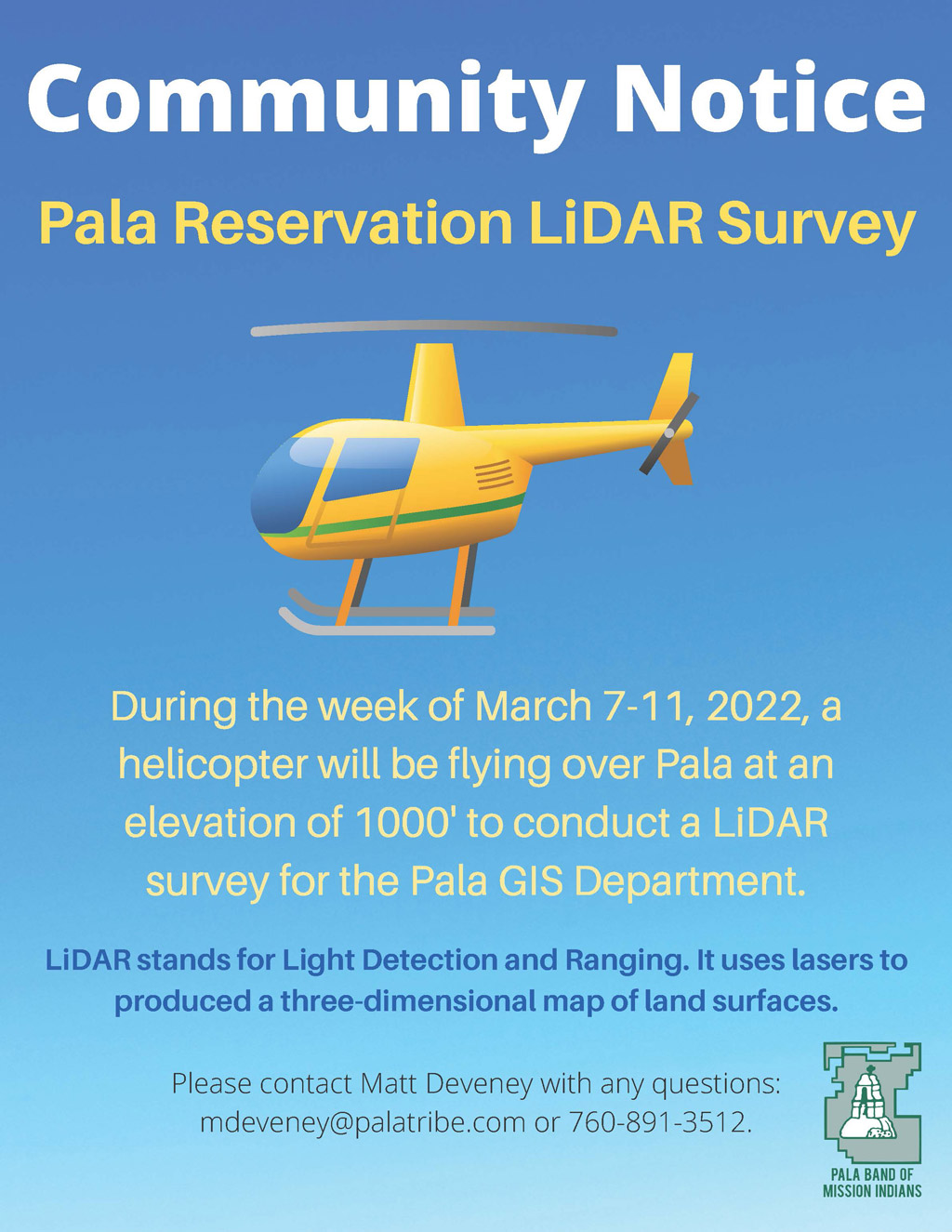 Pala Band of Mission Indians PBMI Pala GIS Department LiDAR Survey