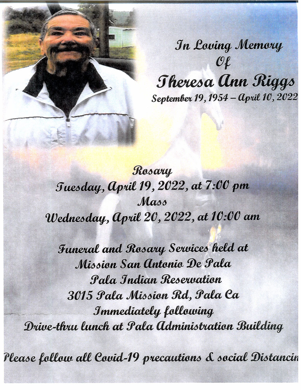 Pala Band of Mission Indians In Memoriam Theresa Ann Riggs