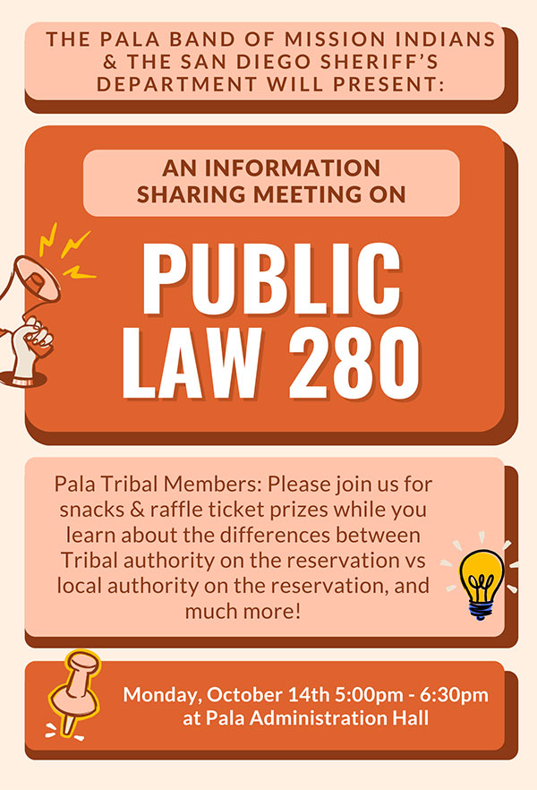 Pala Band California San Diego Sheriff's Department Meeting Public Law 280 California Tribal Members