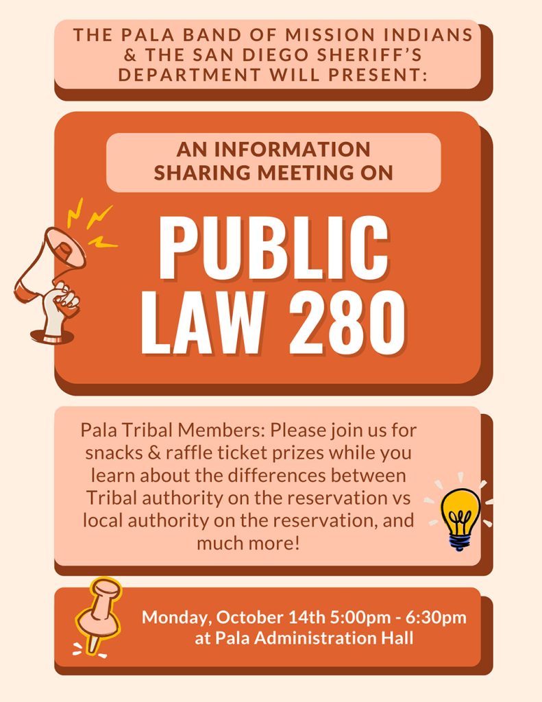 Pala Band California San Diego Sheriff's Department Meeting Public Law 280 California Tribal Members