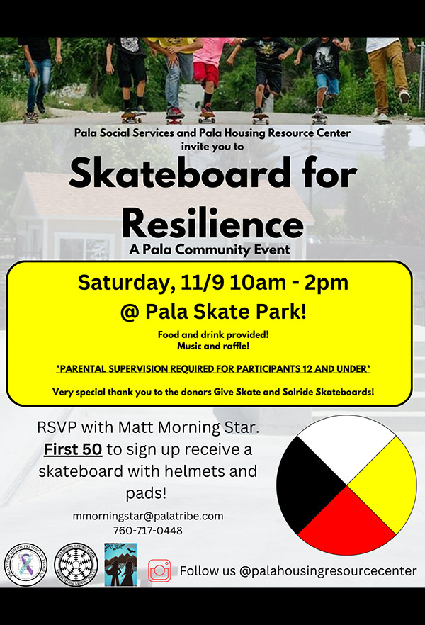 Pala Housing Resource Center Social Services California Pala Skateboard for Resilience