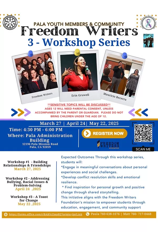 Pala Housing Resource Center Social Services California Pala Freedom Writers Workshop Series