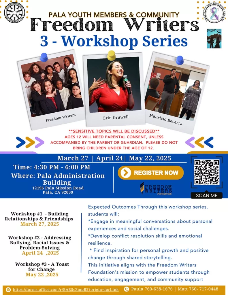 Pala Housing Resource Center Social Services California Pala Freedom Writers Workshop Series